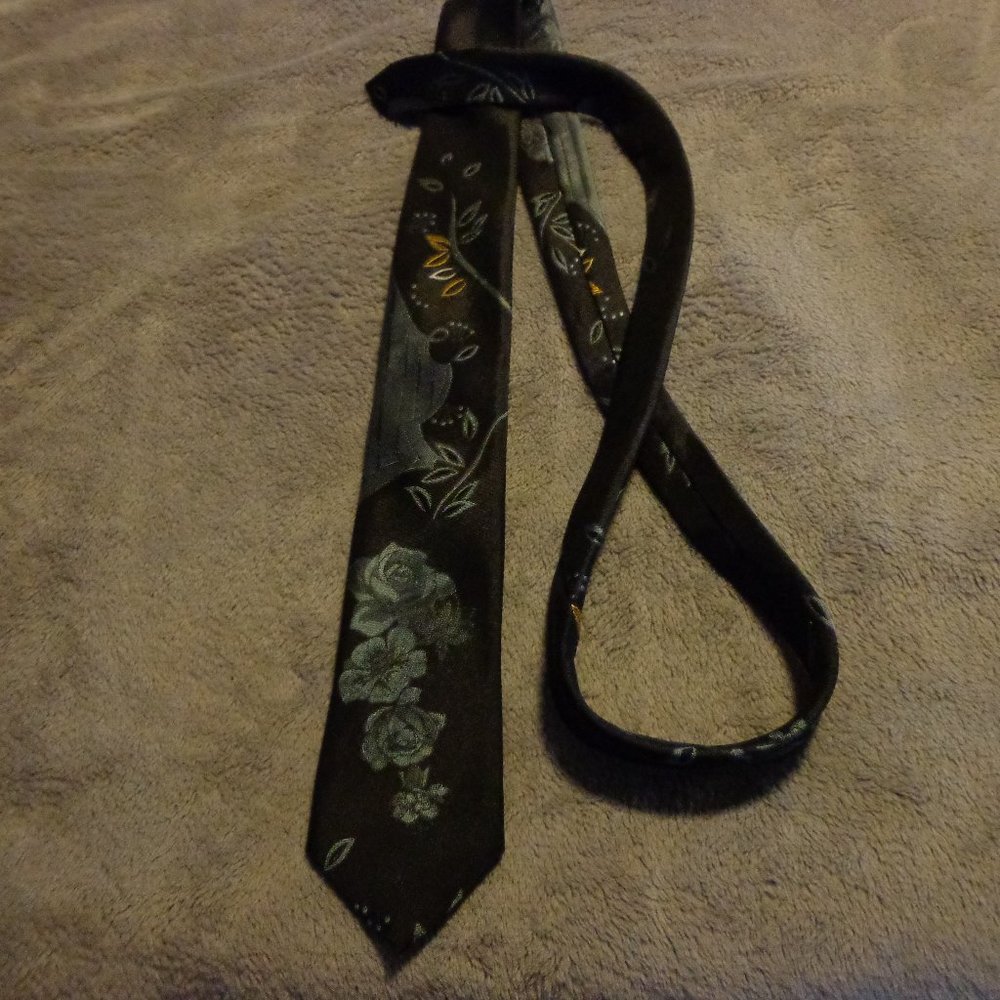 Black and Blue tie with gold accent